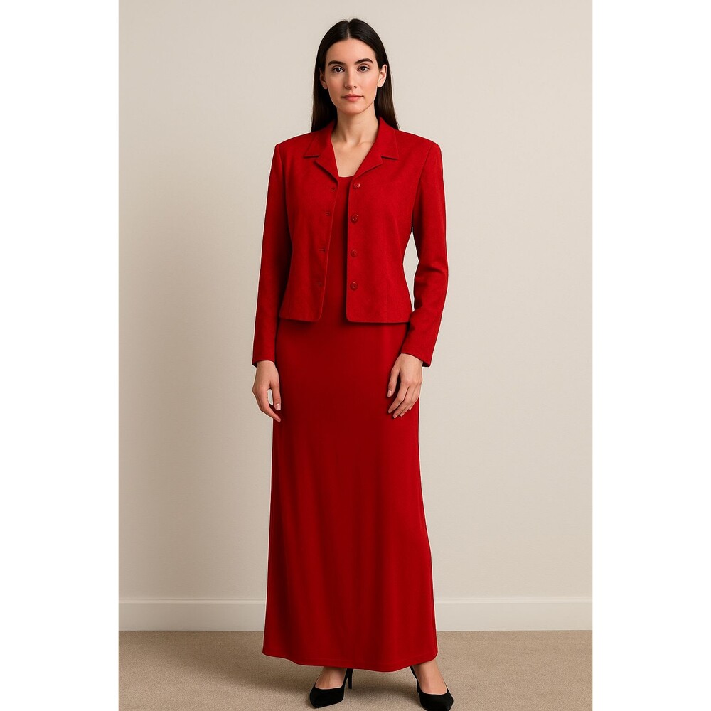NWT Jessica Howard Red Dress and Jacket Set Size 12 Vintage Formal Evening